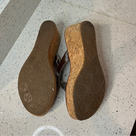 Tory Burch Thora Patent Leather Wedge Sandals - Picture 3 of 5